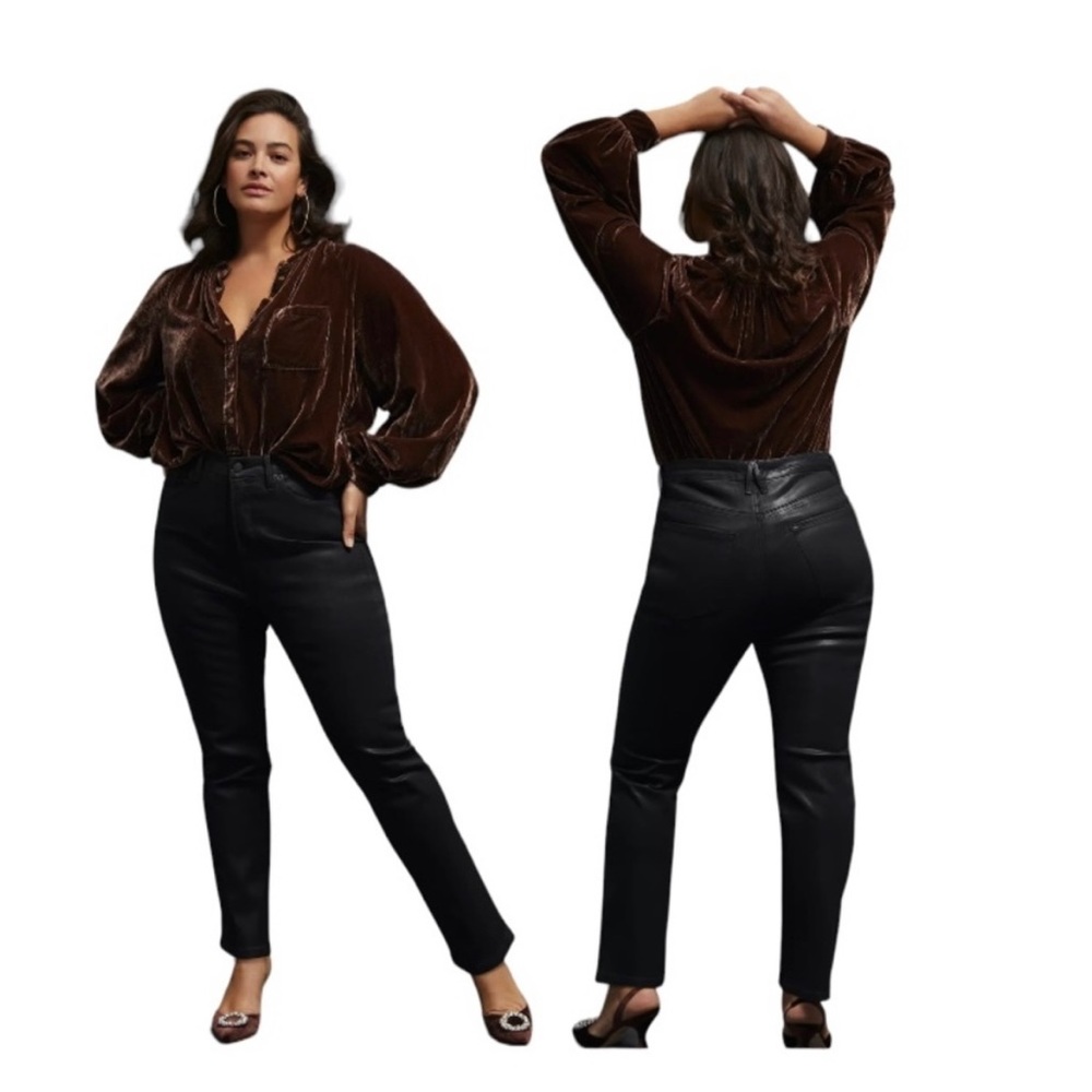 Good American Good Straight Coated Jeans Size 16 NWT